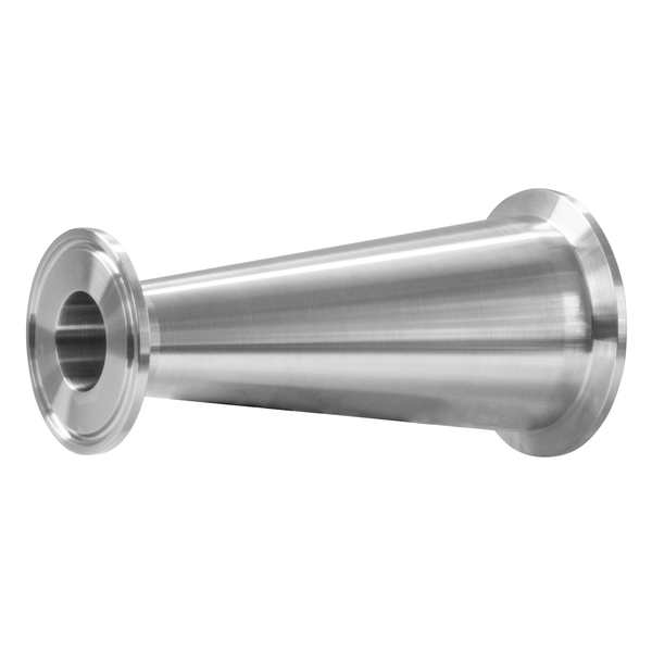 Steel & Obrien 1-1/2" x 1/2" BPE Clamp End Concentric Reducer, 3-1/2" Long 316SS SF4 S31-14MP-1.5X.50-PM-316